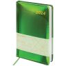 Ежедневник датированный 2024 А5 138x213 мм, BRAUBERG "Holiday", под кожу, "зеркальный", зеленый, 114845