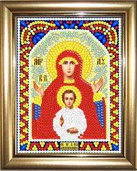 ИМРА5-086 Алмазная мозаика ТМ НАСЛЕДИЕ с рамкой "Знамение икона Божьей Матери"