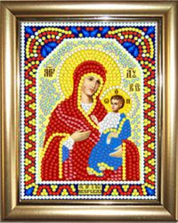 ИМРА5-087 Алмазная мозаика ТМ НАСЛЕДИЕ с рамкой "Иверская икона Божией Матери"