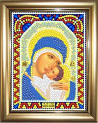 ИМРА5-092 Алмазная мозаика ТМ НАСЛЕДИЕ с рамкой "Икона Божьей Матери Сладкое Лобзание"