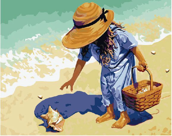 G019 Картина по номерам Paintboy "Девочка на пляже" 