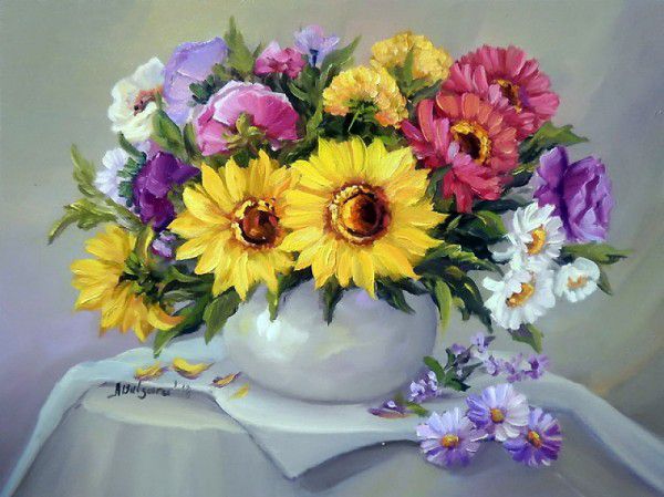Картина по номерам "Цветочный натюрморт-1" (худ. Anca Bulgaru) GX9415