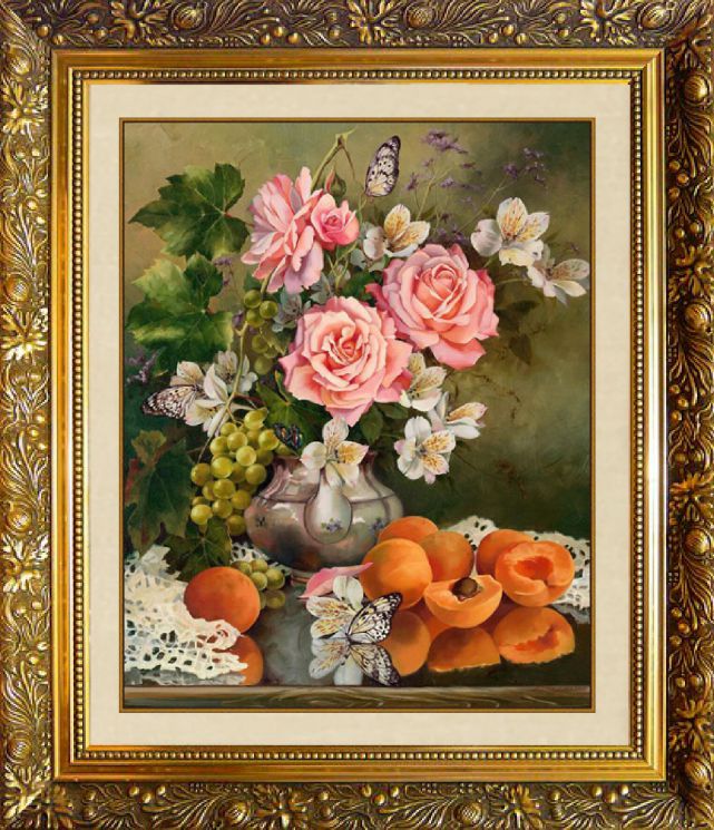 Алмазная мозаика Милато "Розы и абрикосы" F-170