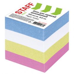 Блок для записей STAFF, проклеенный, куб 8х8 см, 800 листов, цветной, 120383