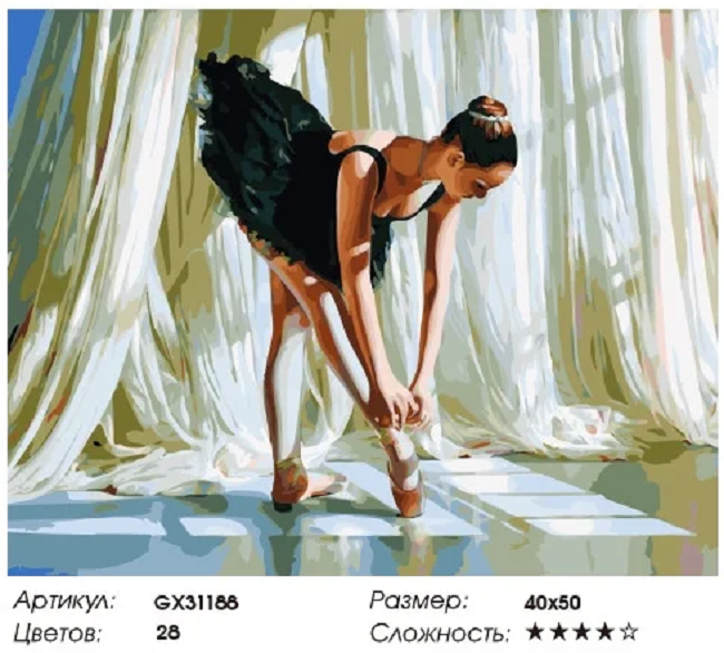 GX31188 Картина по номерам Paintboy "Балерина в черной пачке" 