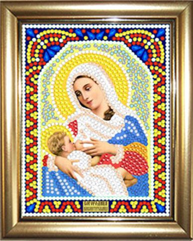 ИМРА5-009 Алмазная мозаика ТМ НАСЛЕДИЕ с рамкой "Икона Божией Матери Млекопитательница"