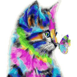 GX 31326 Картина по номерам Paintboy "Цветная бабочка и котенок"