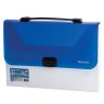Папка-портфель пластиковая BRAUBERG INCOME А4 (350х235х35 мм), 1 отделение, фактура диагональ, белая/синяя, 224150