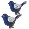 Украшение ёлочное "Птички" 2 шт., 11 см, пластик, цвет: синий/серебристый, ЗОЛОТАЯ СКАЗКА, 590894