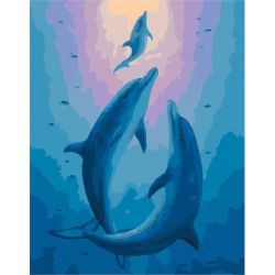 PK 38050 Картина по номерам Paintboy "Дельфины под водой"