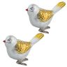 Украшение ёлочное "Птички" 2 шт., 11 см, пластик, цвет: серебристый/золотистый, ЗОЛОТАЯ СКАЗКА, 590895