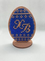 С043-01 Набор для вышивания бисером по дереву "Драгоценная Пасха. Сапфировое яйцо", 7х9 см