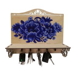 Набор для вышивания WoodStitch Ключница "Синие цветы", 28*24*6, KL-002