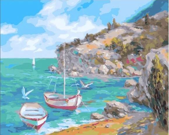  Картина по номерам Paintboy "Лодки у берега" МСА388